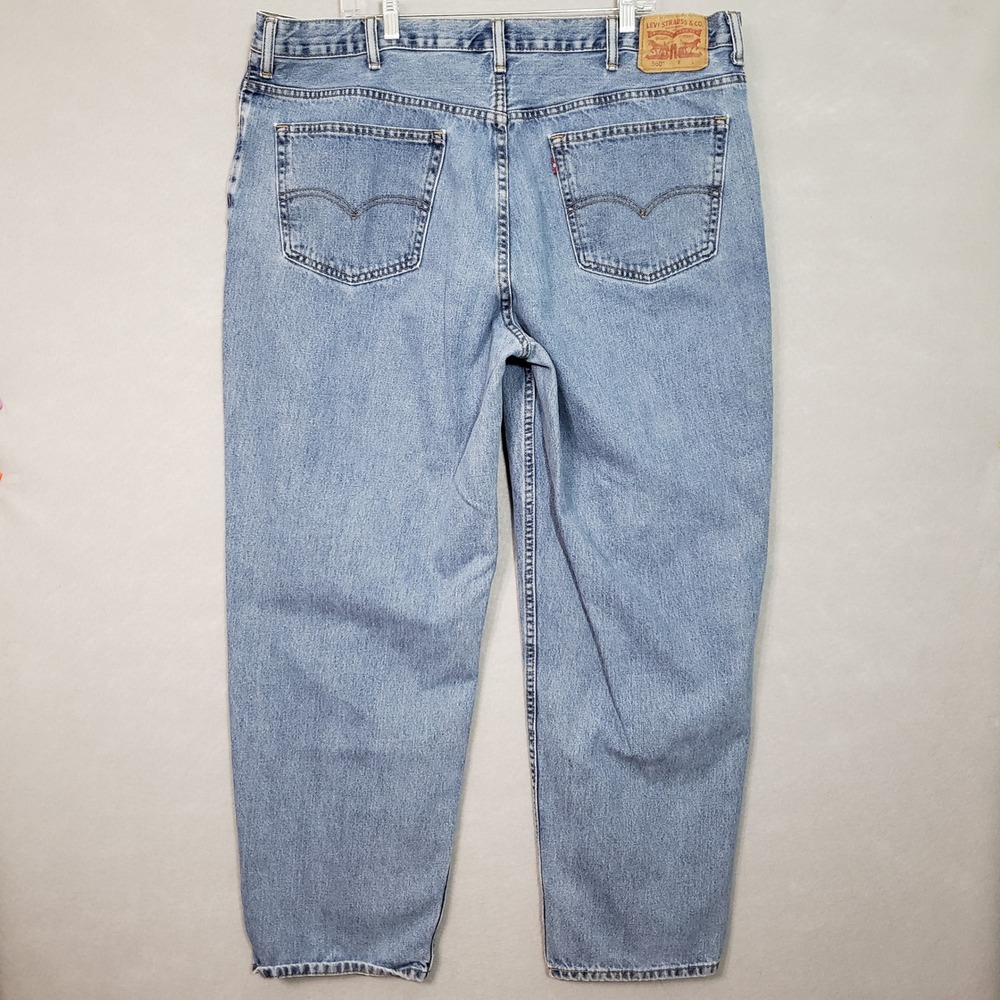 Levi's Mens 44x32 560 Comfort Fit Jeans Light Wash Blue Tapered Baggy Denim